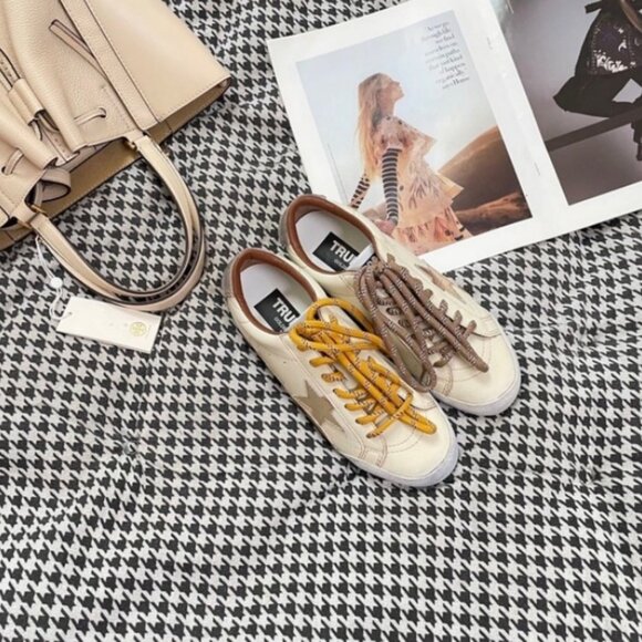 Contemporary Golden Goose Sneakers - Brown & Yellow Lace Options - Picture 8 of 9
